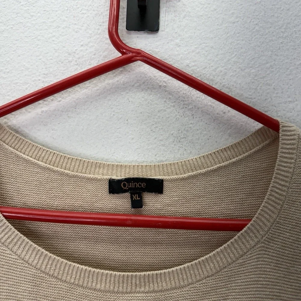Quince Lightweight Cotton Cashmere Link-Stitch Dolman Sweater Oatmeal XL